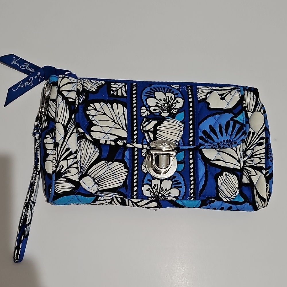 Vera Bradley Blue and White Floral Wristlet Clutch